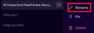 Rename option in the conversation context menu